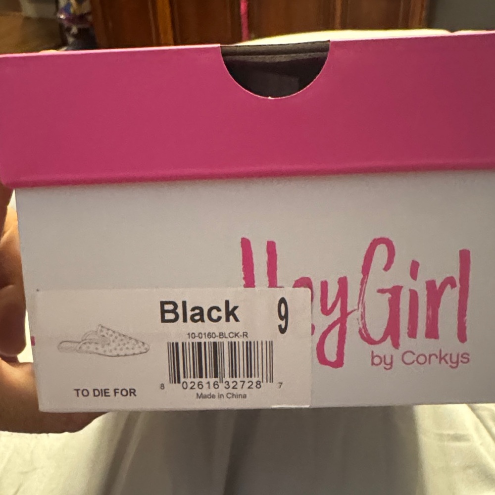 Corkys Hey Girl Black Slippers